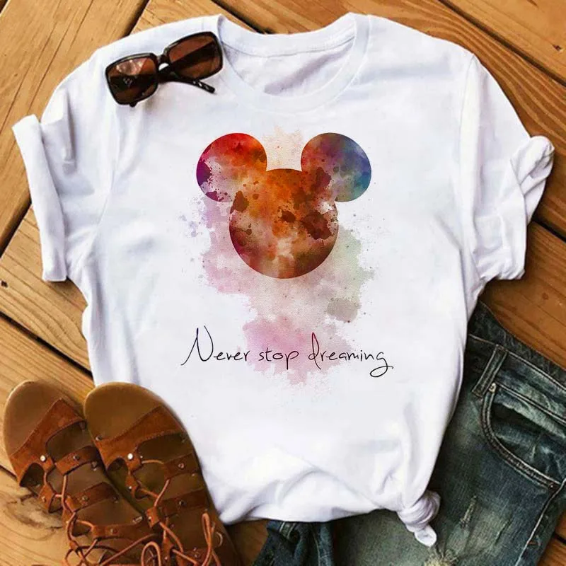Cute Women's Mickey Mouse Printed T-shirt Summer Men Shirt Fashion