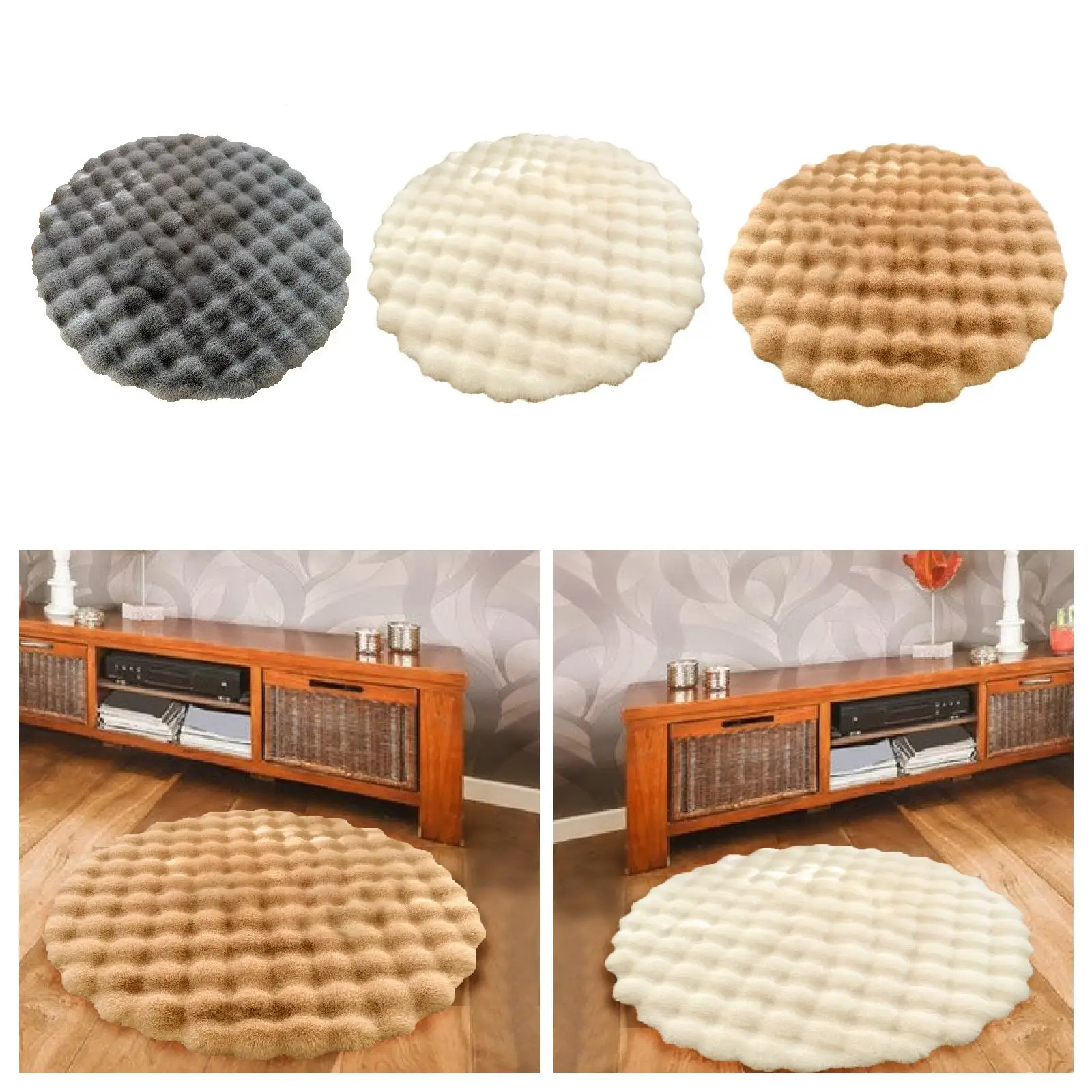 Round Plush Rug Nonslip Bottom Contemporary Area Rug Indoor Doormat Circle Rug for Nursery Living Room Porch Kitchen Entrance