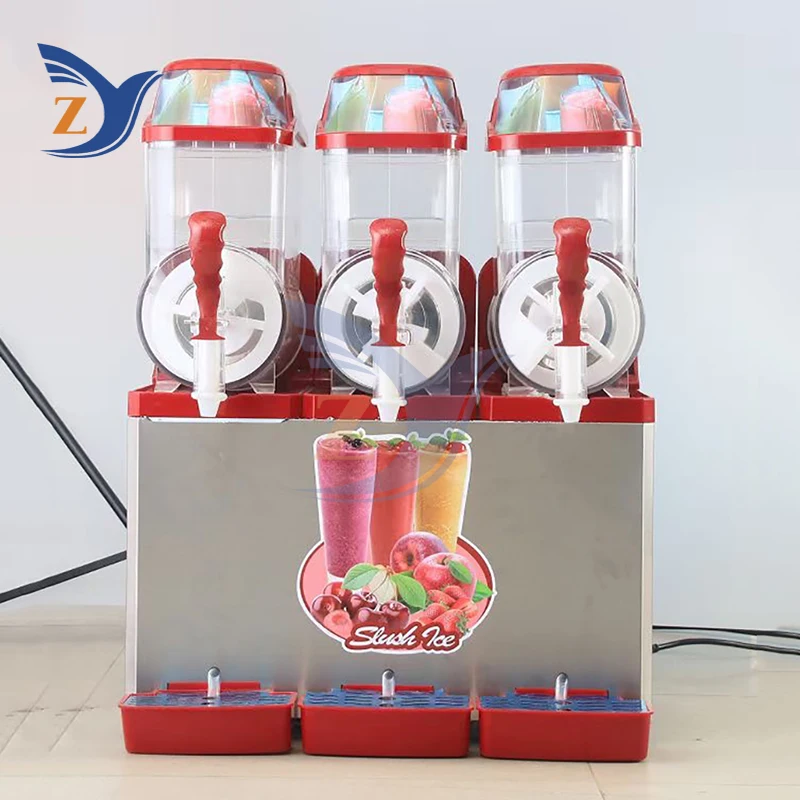 Slush machine 36L Commercial Three-cylinder Stainless Steel Milk Tea Juice Smoothie Refrigerated Temperature Control Adjustable 3