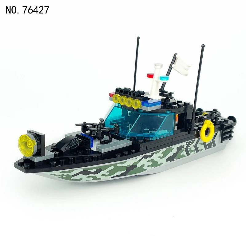 97 pieces Coast Guard Patrol Boat 76427 Athlon Patrol Boat Rubber Boat Speed Boat Assembling Building Blocks