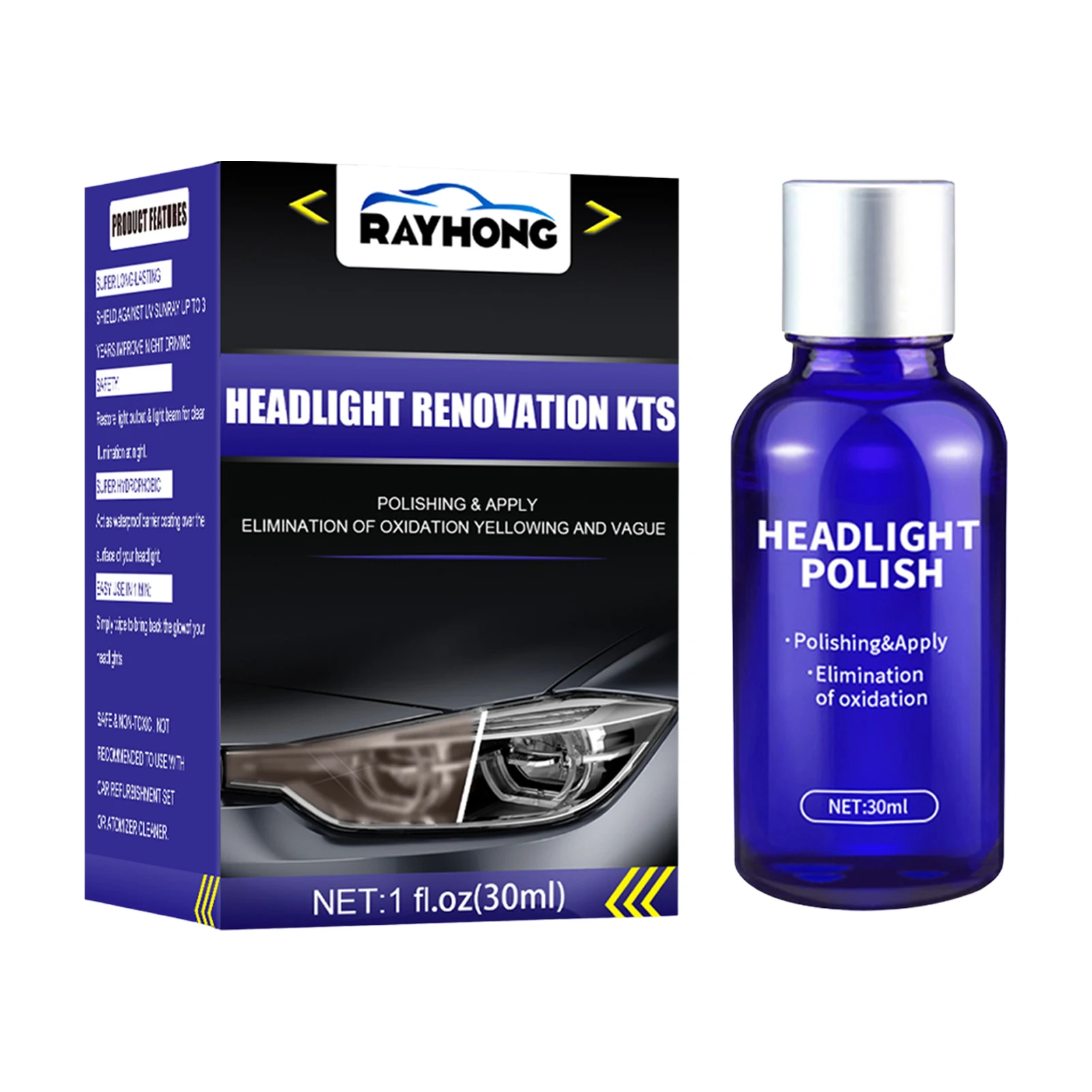 Headlight Polish Spray With Sponge Headlight Restoration Kit For Cars