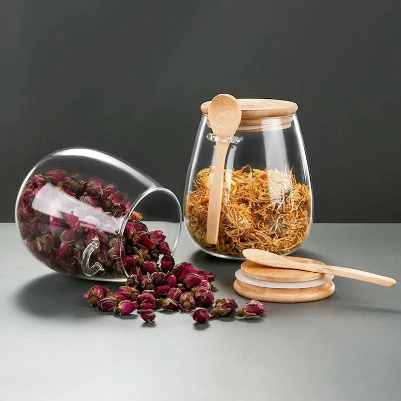 Large Capacity Transparent Glass Miscellaneous Grain Snack Storage Sealed Jar With Spoon Lid Tea Jar Storage Jar 3