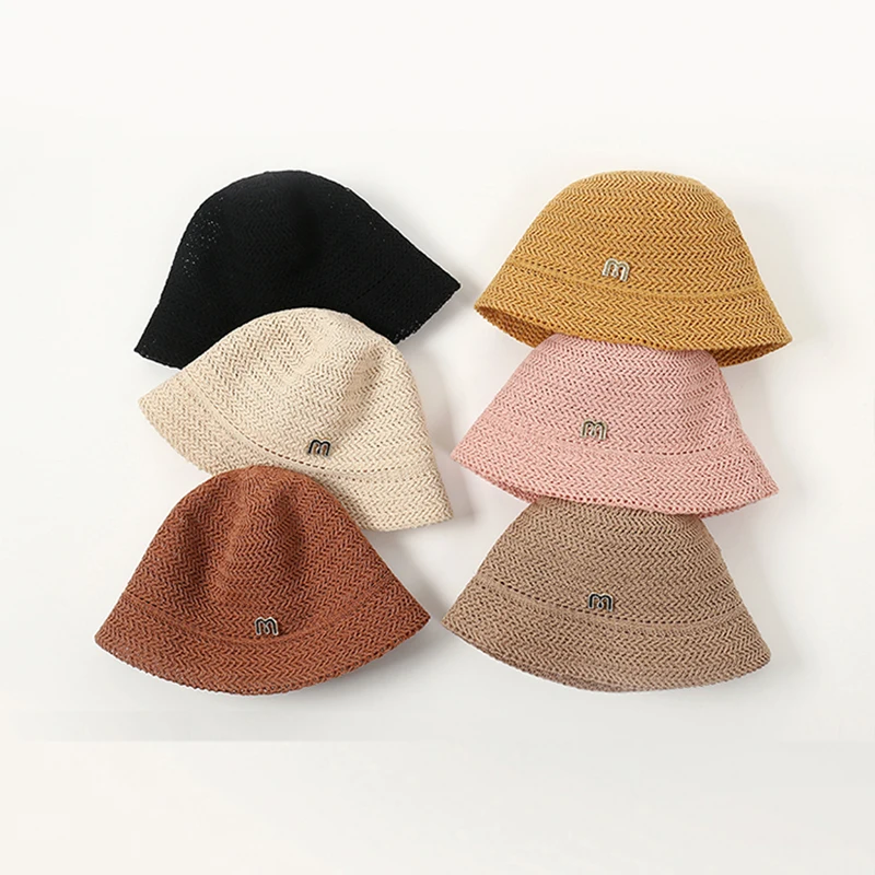 

Summer Women's New Knit Hollow Fisherman Hat Outdoor Versatile Folding Leisure Sunshade Hat Travel Shopping Fishing Bucket hat