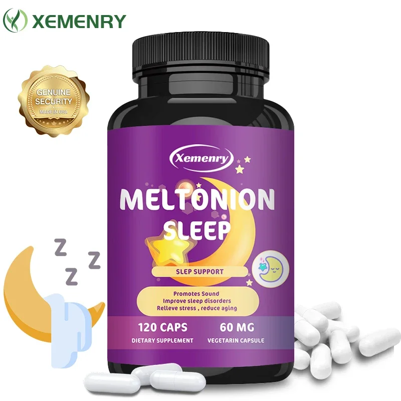 

Melatonin Capsules 60 mg - Sleep Aid, Healthy Rest Cycle, Nighttime Supplement