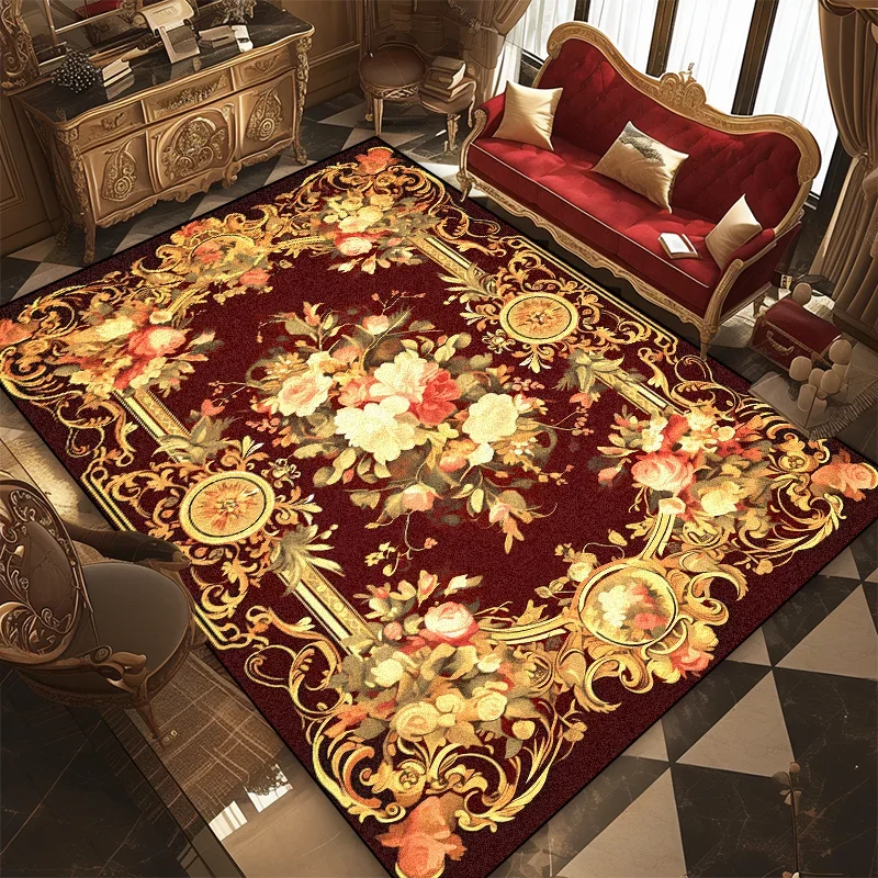 European Flower Large Size Carpet Living Room Decoration Luxury Floor Mats Non-slip Bedroom Rugs Washable Home Lounge Mat 러그 4