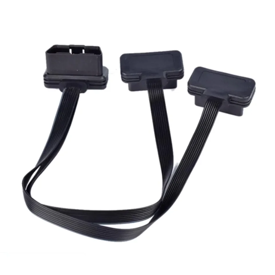 30CM OBDII Estensione Doppio Connettore Y Splter OBD OBD2 16PIN Maschio a Femmina Cavo Adattatore Piatto + Sottile come Noodle Per ELM327