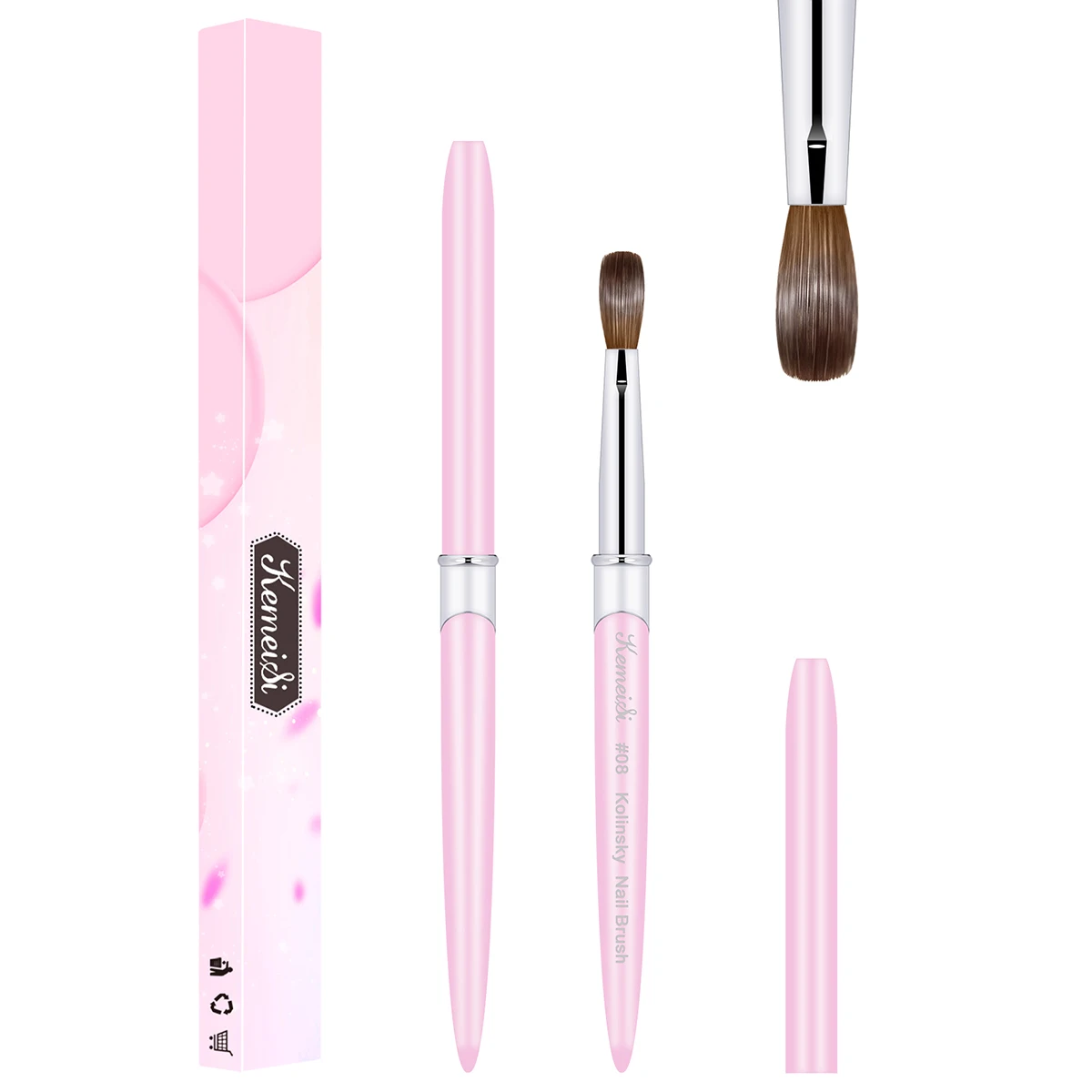 Nail Art Brushes Kolinsky Acrylic Nail Brush Wood Handle Gel Builder Manicure Drawing Tools Size 8-16