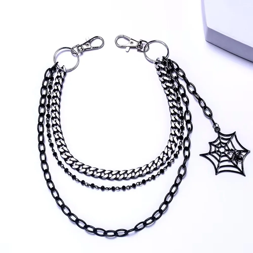 Trendy Punk Metall Hosen Kette Mode Hip Hop Spinne Web Anhänger Taille Kette JEANS Kette Zubehör Geschenke Für Männer Frauen – Detail 9