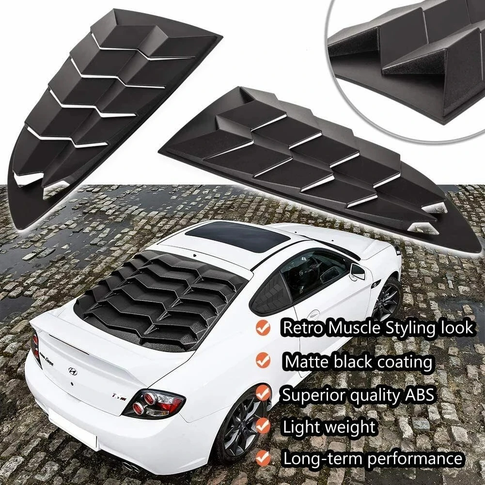 Left & Right Side Window Louver for Hyundai Genesis Coupe 2010-2016 Windshield Sun Shade Cover in GT Lambo Style Custom