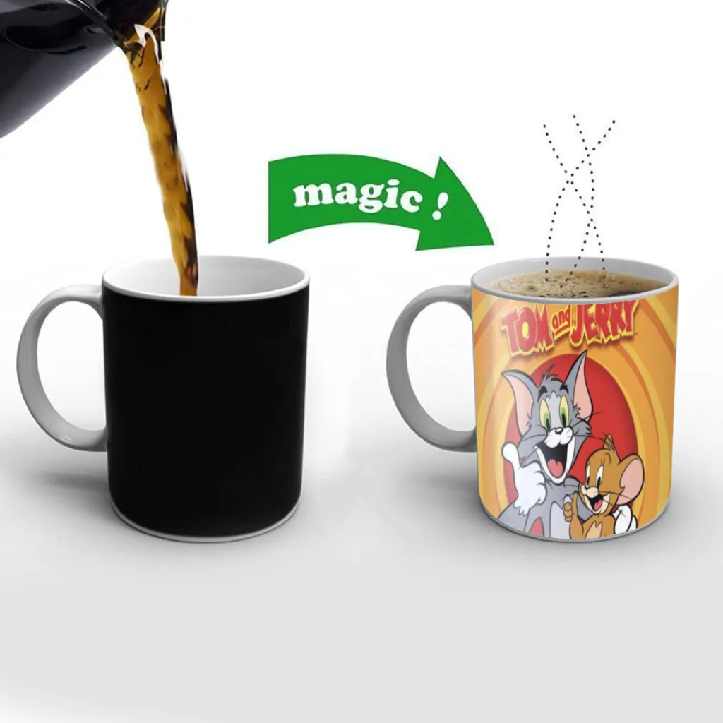 Anime-Tom-and-Jerry-Creative Tea Coffee Mugs  Thermal Color-changing Cups Milk Cup Wedding Gifts