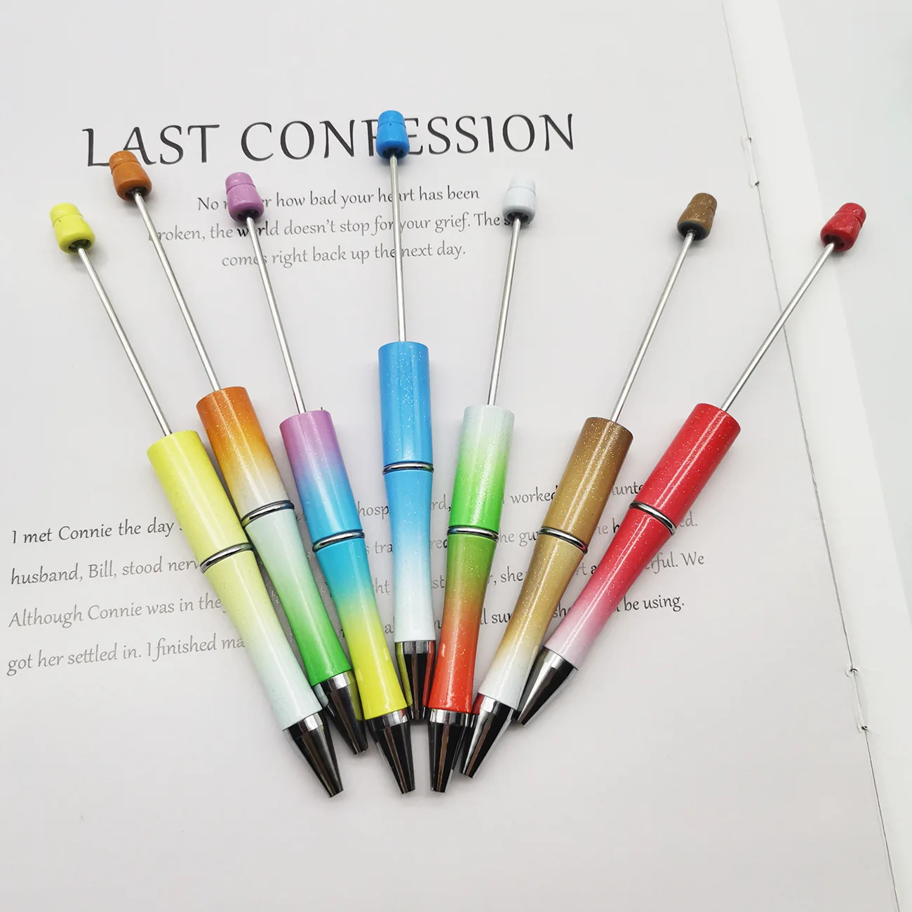 

208Pcs Plastic Beadable Pen Bead Pens Ballpoint Pen for Kids Students Stationery Office School Supplies Ball Pens Signature Pen