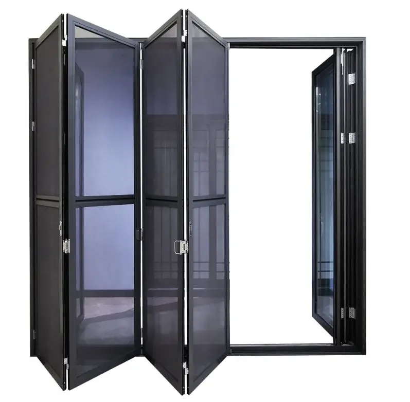 2022 Custom Veranda Exterior Accordion Bifold Door Blue Glass Sliding