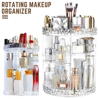 3 Tiers Rotating Makeup Organizer 360° Spinning Large Capacity Makeup Stand Clear Skincare Display Case with Compartment Design 1