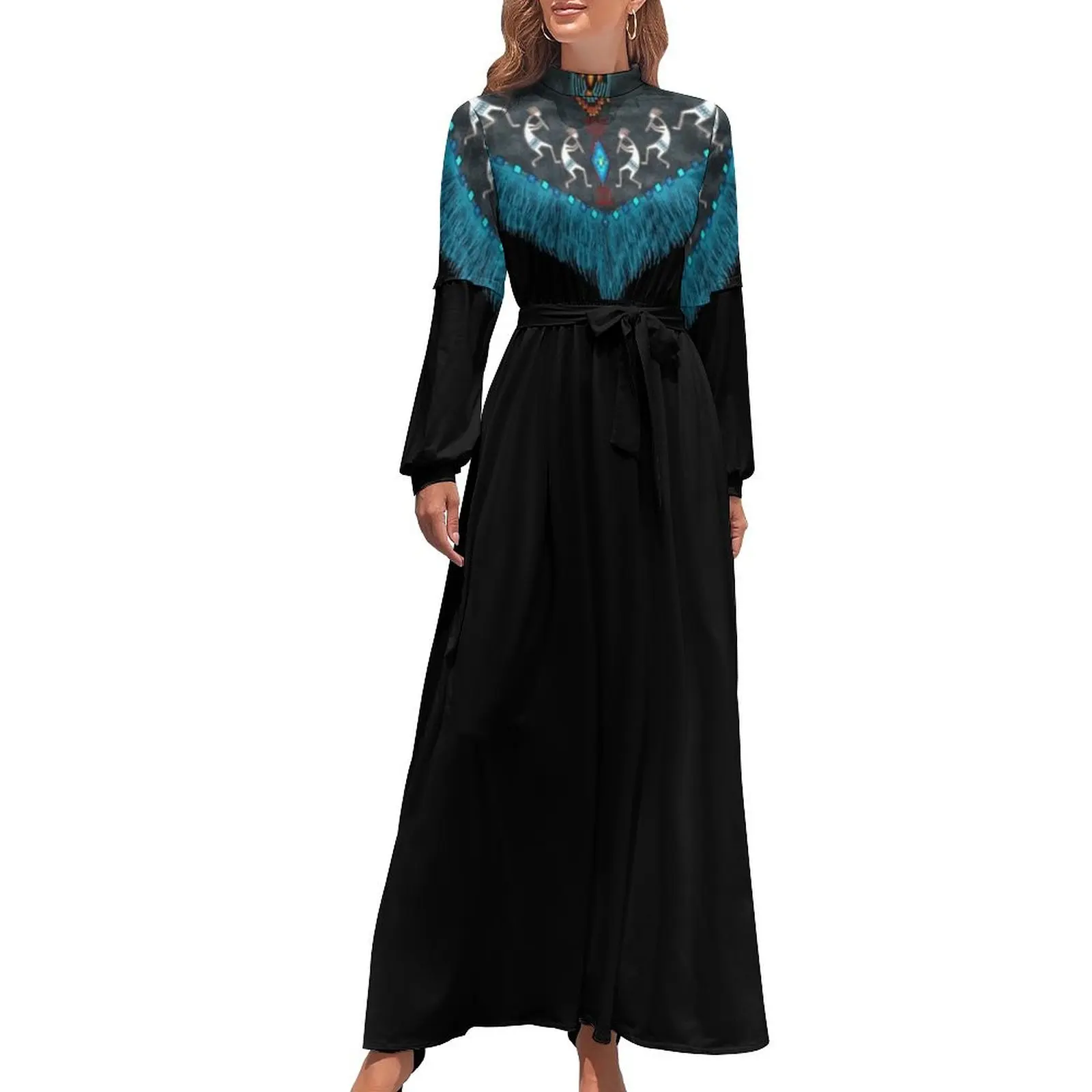 thumbnail image 1 of Vestido largo con cuello indio y chal, ropa de mujer de Corea, elegantes y elegantes vestidos de mujer para boda, 1 of 5