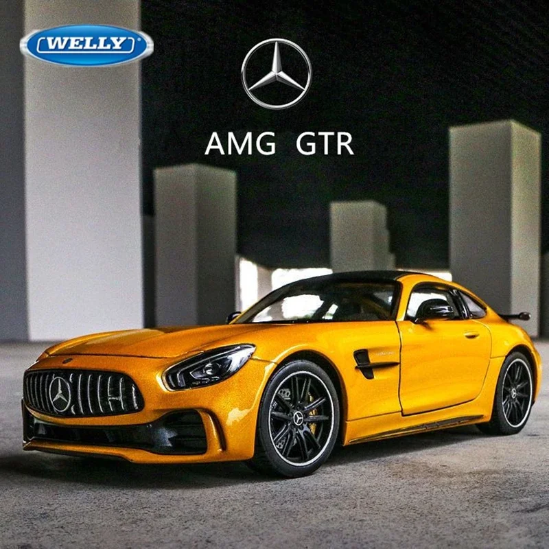 

Модель спортивного автомобиля Welly 1:24 Mercedes Benz AMG GT R из сплава, металлическая игрушка под давлением, Модель гоночного автомобиля, детская игрушка-подарок