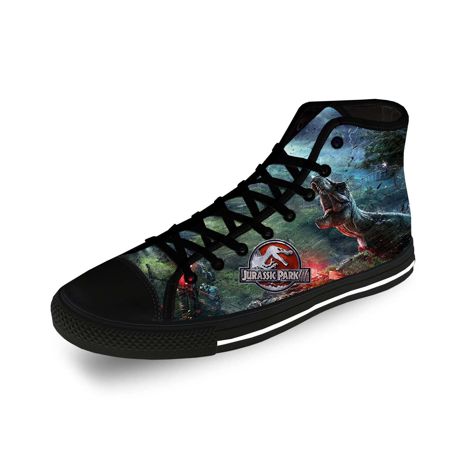 

Jurassic Park Movie Dinosaur Anime Cartoon Casual Cloth 3D Print High Top Canvas Fashion Shoes Men Women Breathable Sneakers