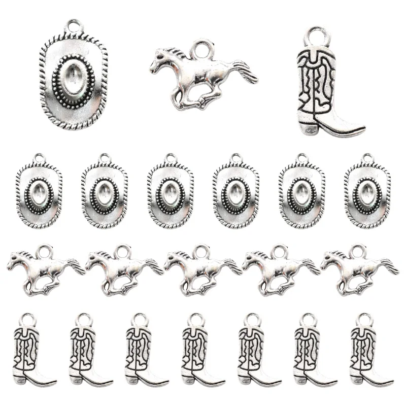 Braccialetti Elasticizzati Cowgirl Per Donne – Set Bohémien Con Perline Turchesi E Ciondoli Stivale E Cappello - 2