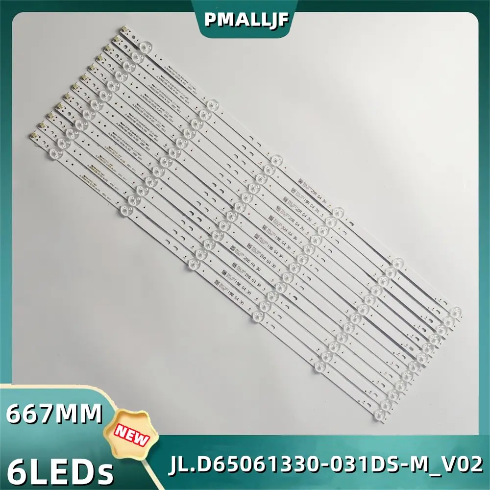 Tira de Luz de Fundo Led para 65d3 tv 6×12 12 mm v2 Hv650qub-f9a Jl.d65061330031ds-m_v02 Rnsmu6540 Rtu6549-c
