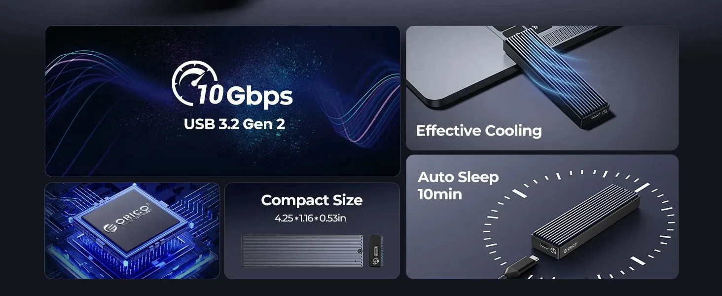 Gen2 Tipo C, 10Gbps, PCIe SSD Case,