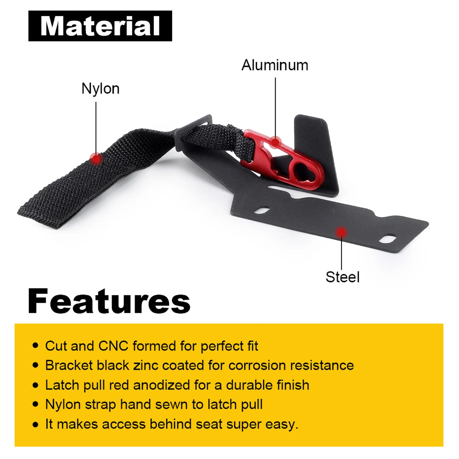 Rear Seat Quick Latch Release Kit Rear Seat Release Belt with Buckle Adjustable Strap for Ford F150 Raptor F250 F350 Red Silver