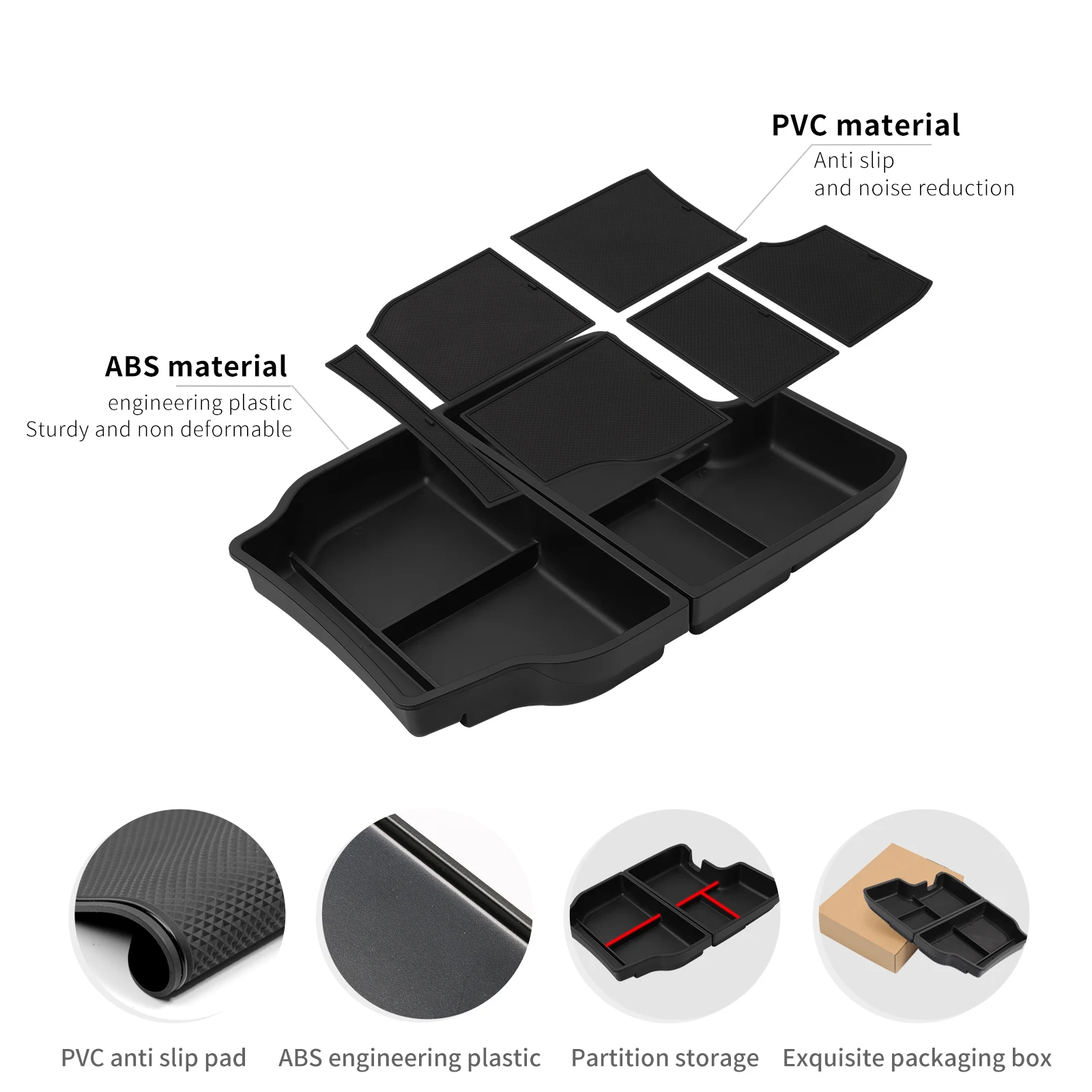 Organizador De Console Para Toyota Sienna 2021-2025 - 2 Peças Pretas