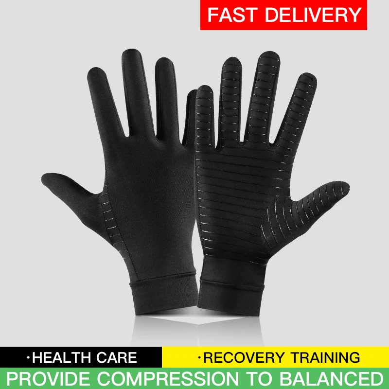 

Arthritis Therapy Gloves Black Men Women Compression Gloves Hand Joint Pain Relief Health Care Half-finger Silicone Gloves