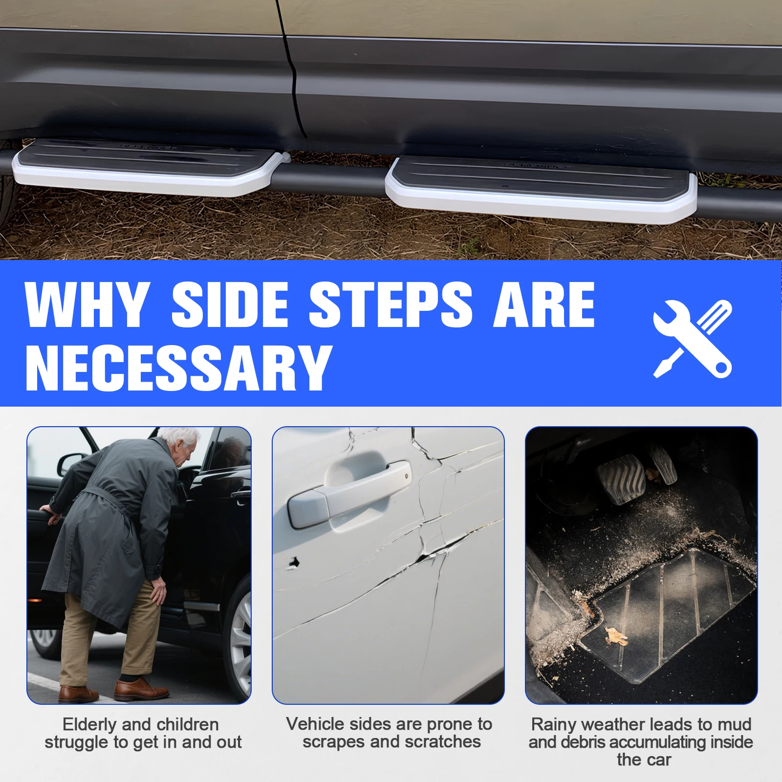 For 2020-2024 Land Rover Defender Running Boards Wear Resist Rail Bars High Load-Bearing Side Step Boards Car Spare Parts