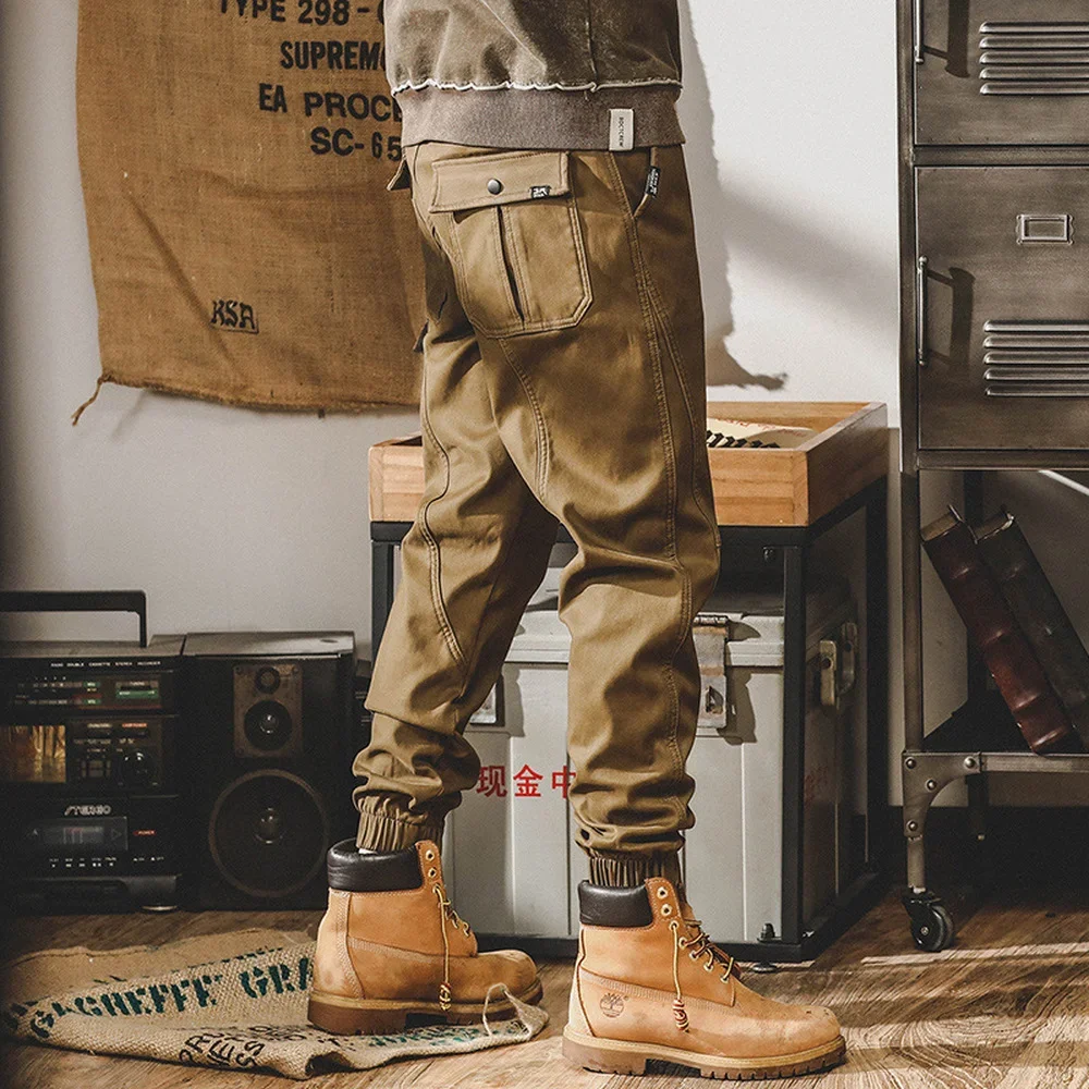 American Retro Function Pants Men's Loose Straight Military Jogger Beamed Harem Pants Pocket Pantaloons Travel Explore Wander