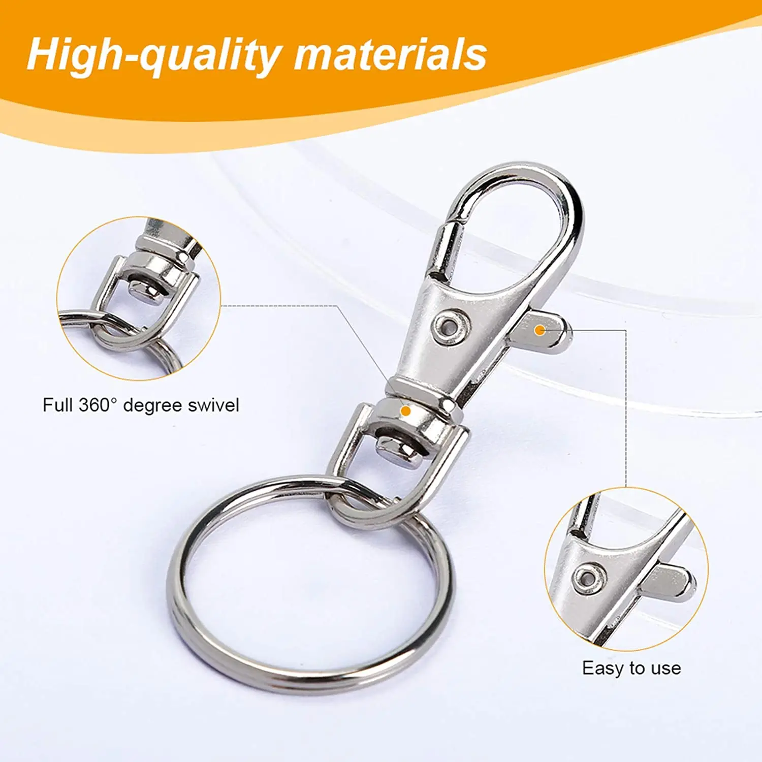 100 Set Swivel Clasps Set Lanyard Snap Hooks with Key Chain Rings Keychain Clip Hooks for DIY Necklace Bracelet Chain Supplies