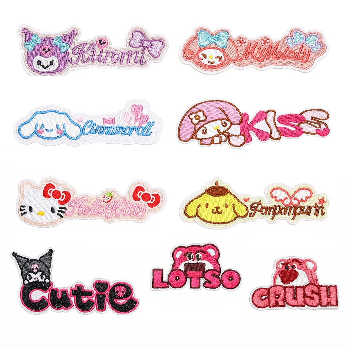 

Cartoon Hello Kitty Kuromi Anime Melody Cinnamon Lotso Ironing Applique For Child Clothes Iron on Embroidery Patch Coat Decor