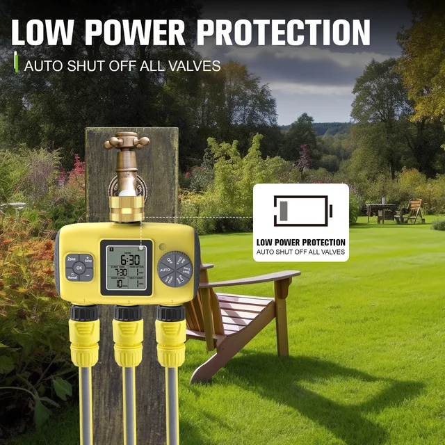 Insoma 3-Outlet Automatic Water Timer Garden Irrigation Watering System Independent Control Sprinkler Programmer Tools 6