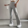 Fashion Solid Threaded Knitted Pants Women 2025 Autumn Winter High Waist Flare Trousers Lady Simple Slim Casual Pant Streetwear