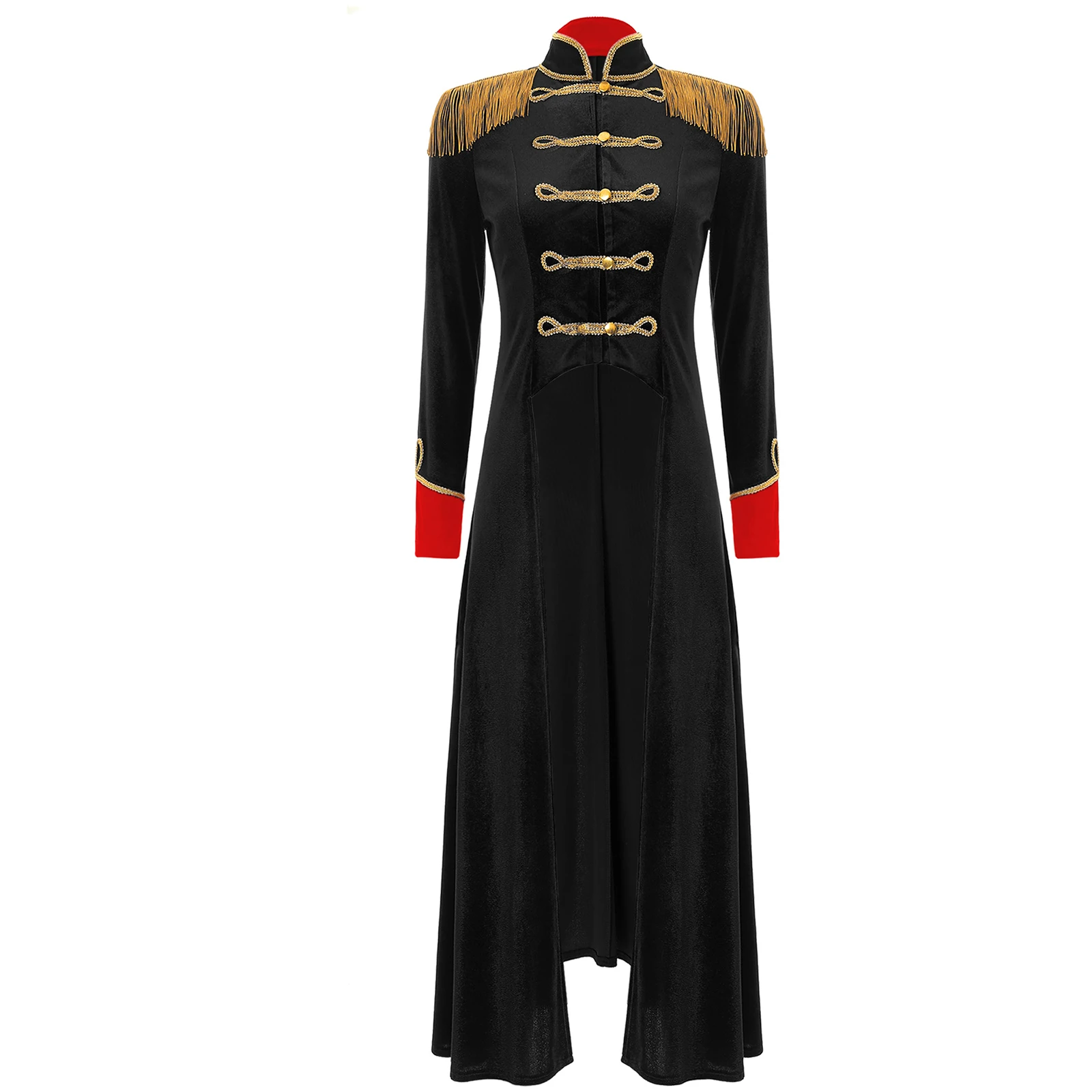 thumbnail image 1 of Disfraz de maestro de ceremonias de circo para mujer adulta de Halloween, chaqueta de terciopelo de manga larga, traje de carnaval de Navidad, festival de cosplay, rave, 1 of 5