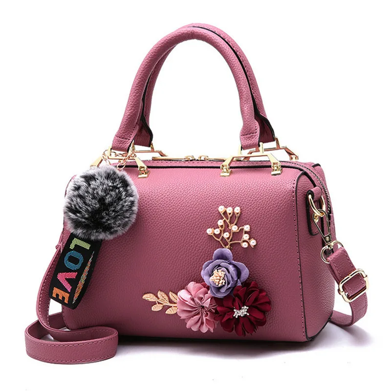 2022 New Fashion Flowers Designer Pu Leather Crossbody Bags for Women Vintage Small Shoulder Handbags Female Casual Top-Handle