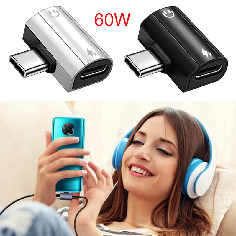 Переходник для наушников 2 в 1 с USB C на 3,5 мм, адаптер для аудио и зарядки с PD 60 Вт, быстрая зарядка для Samsung, Huawei, Mate