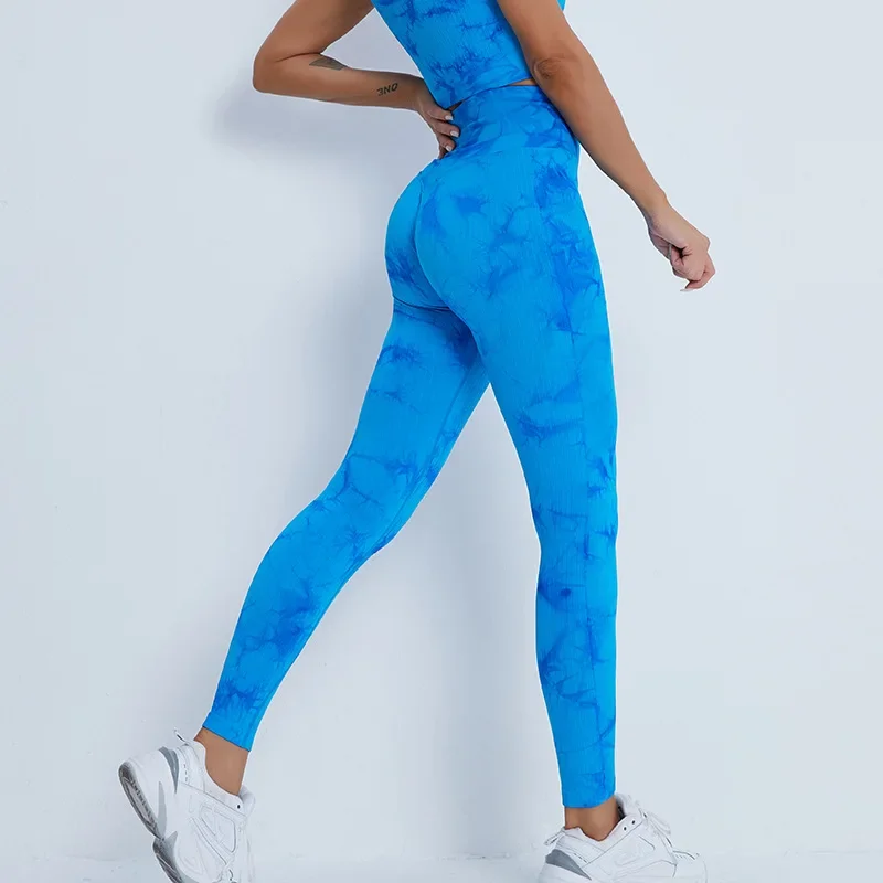 Tie Dye Yoga Sets Women's Gym Sleeveless Crop Vest Top Legging Pant Set Workout Clothes for Women Sportswear Fitness Sports Suit