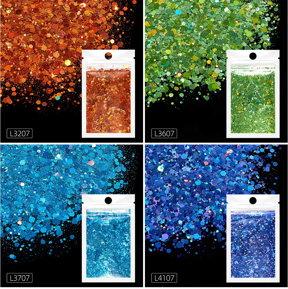 Vivid Spectrum Holographic Chunky Glitter - 20g, 12 Vibrant Colors