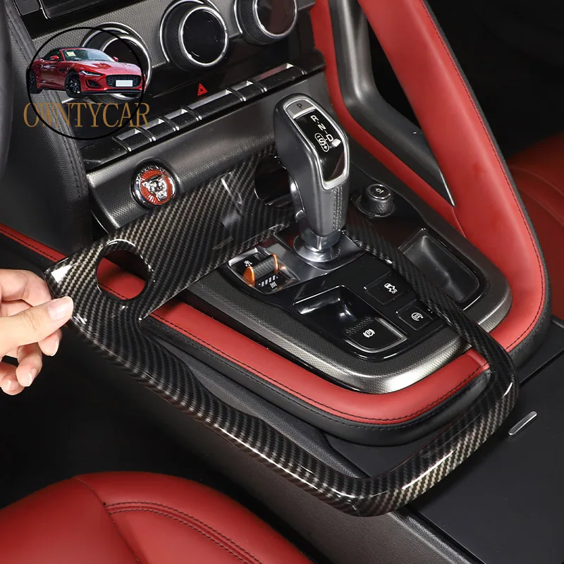 

ABS Carbon Fibre For Jaguar F-TYPE 2013-2024 Center Console Gear Shift Control Frame Gearshift Panel Cover Car Accessories