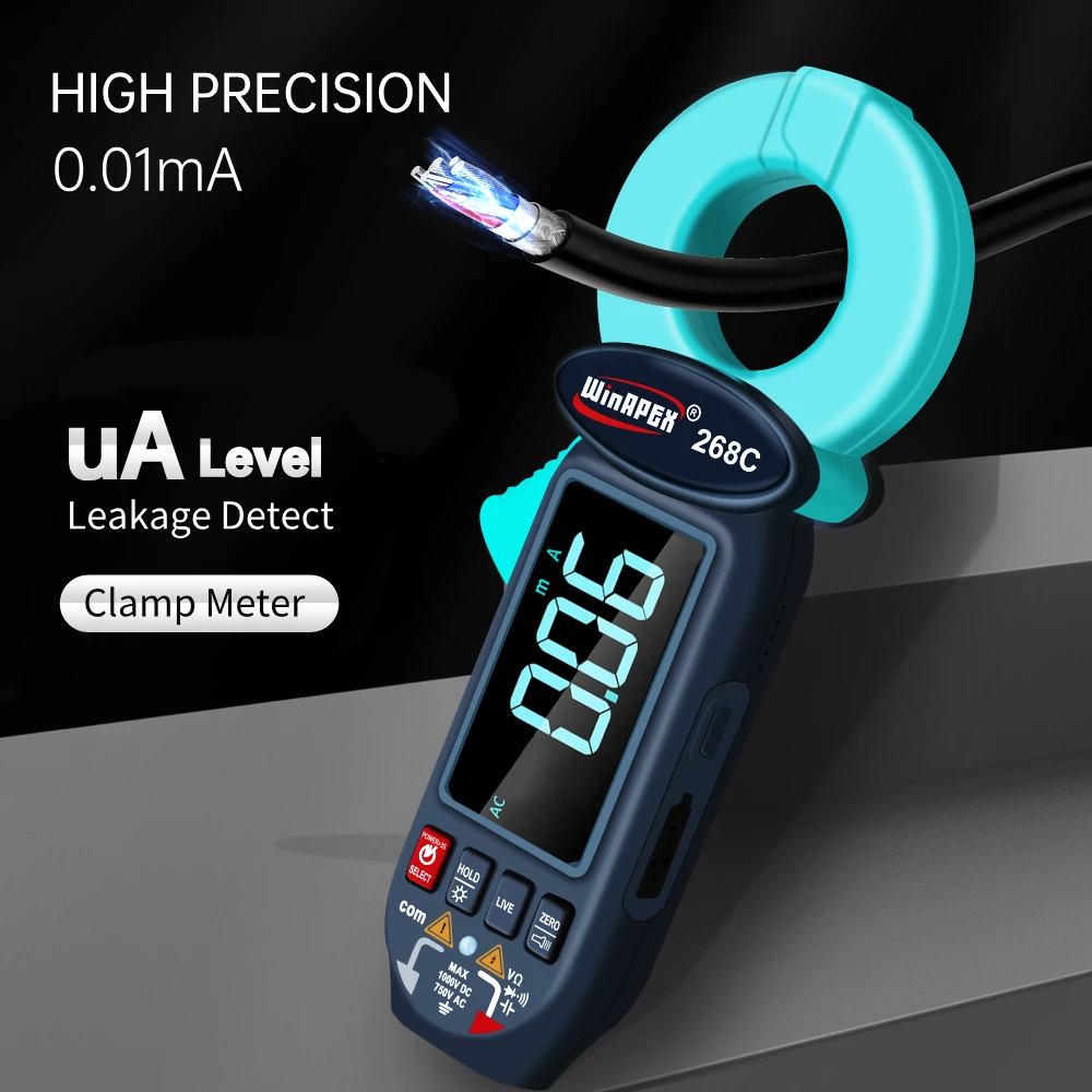 TOOLTOP 268C AC Leakage Current Clamp Meter Professional NCV Live Wire