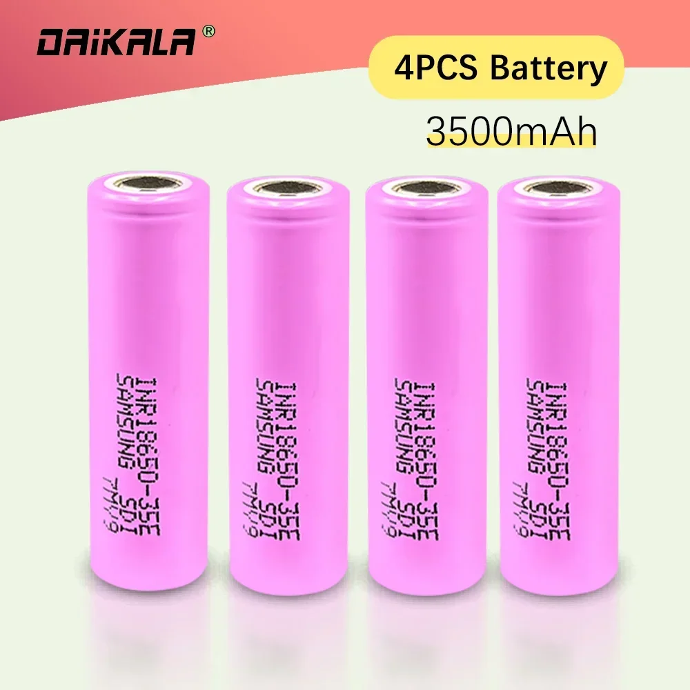

New Origineel 3.7V lithium battery 35E 18650 Batteries 3500Mah 20A Ontlading INR18650 3.7V Li-Ion Oplaadbare Battery
