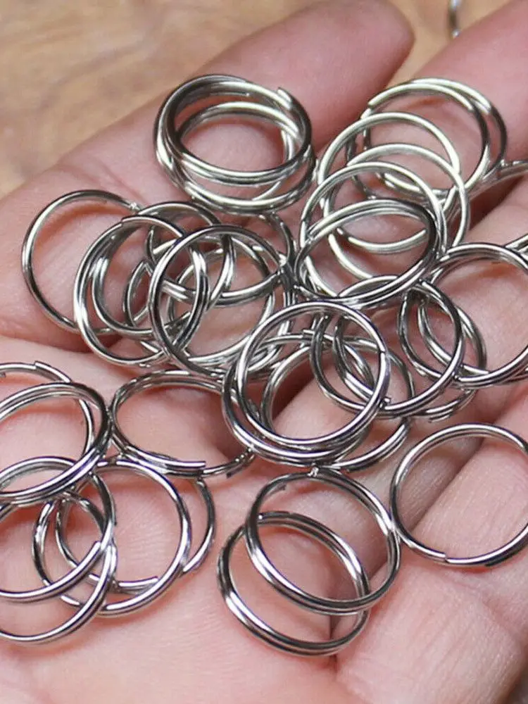 Silipac Keychain Rings Bulk 100 Pcs - Split Ring Heavy Duty Crafts DIY Convenient Size 0.9 in (23 mm) - Steel Round Metal Key Rings