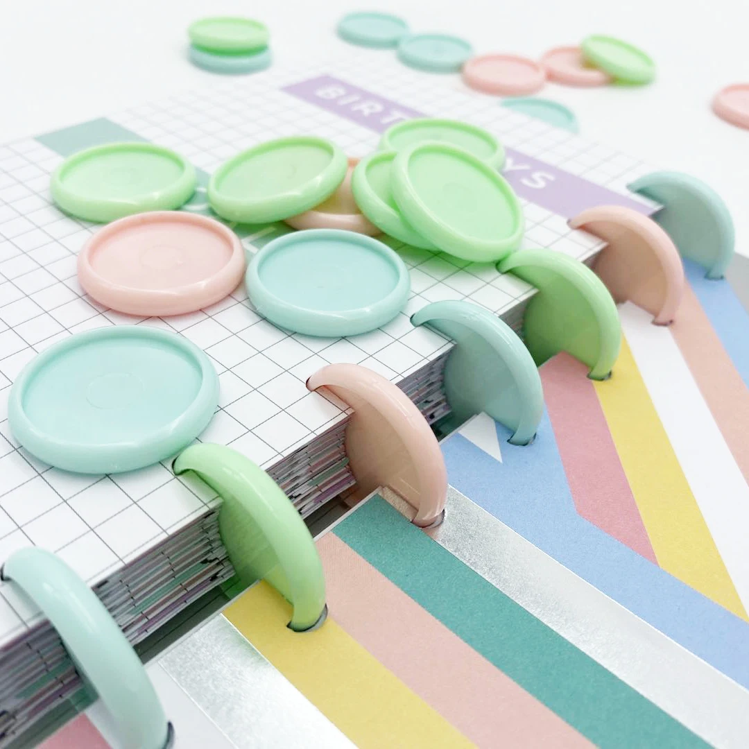 100pcs30mm Binding Ring Plastic Ring Buckle Mushroom Hole Loose-leaf Notepad Plastic Binding Discs Macaron Disc Fichario