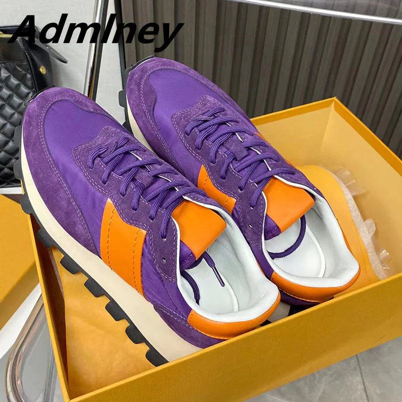 2022 Spring Summer New Unisex Sneaker Flat Casual Shoe Mixed Color Lace Up Shallow Thick Sole Running Shoe Couple Leisure Shoe 1