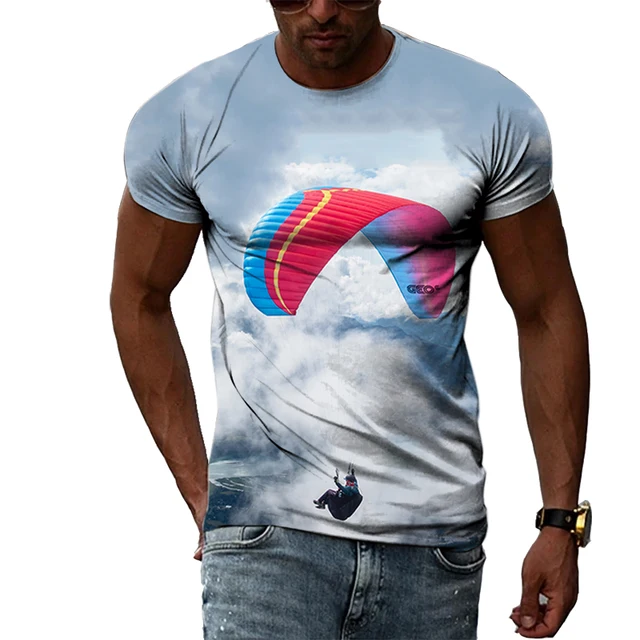 Summer Outdoor Sports Skydiving Pattern Mens T-shirt