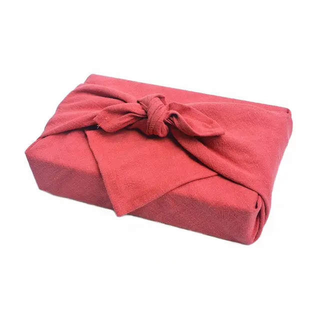 Furoshiki Wrap Ruhával Pamut És Vászon Szilárd Színű Ajándékdoboz Csomagolószekrény Zsebkendő Szalvéta 65X65Cm - Image 5