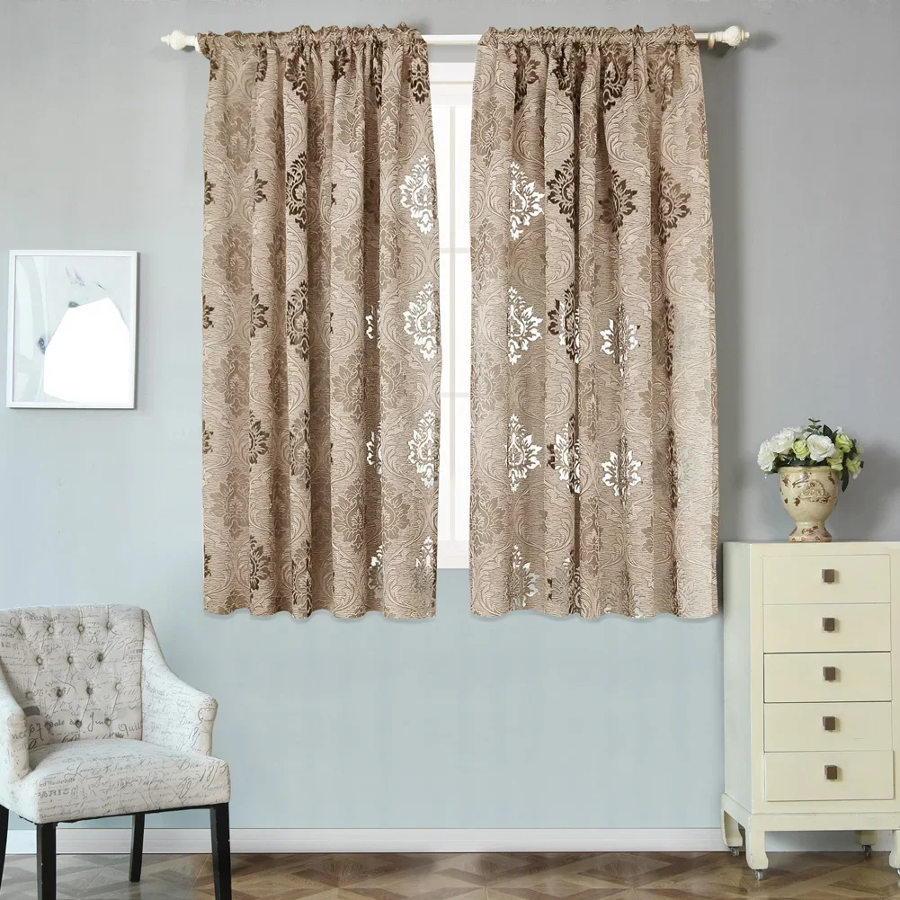 European Style Jacquard Curtain Fabrics for Window Balcony Living Room Gray Living Room Treatments All Match 1 PC,window curtains,decor curtains