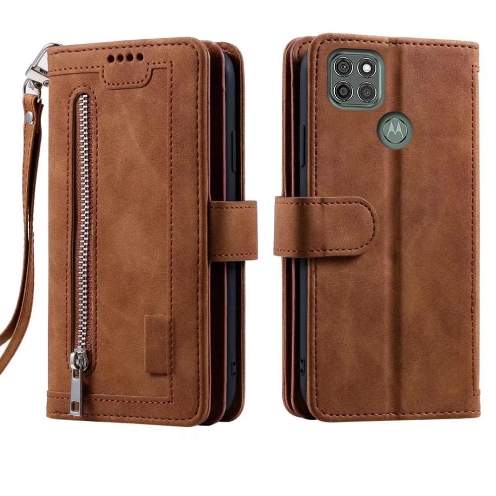 Elegant 9-Card Wallet Case with Zipper Flip Folio and Wrist Strap in Carnival Design