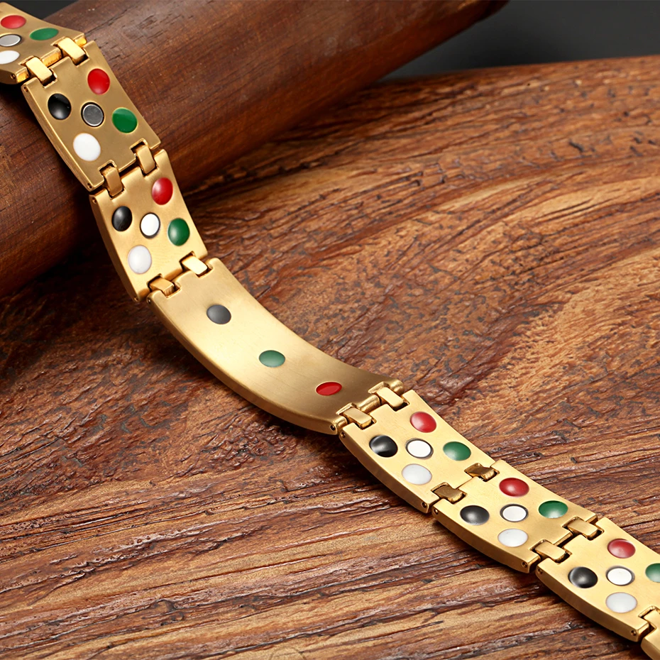 Magnetic Bracelet WelMag Titanium 5in1 Health Care Crystal Germanium Tourmaline Male Health Wristband Chain