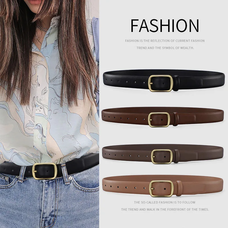 

Women's Belts Pin-buckle Belts Women's Fine Pure Cowhide All-match Simple Denim Suit Skirt Belts