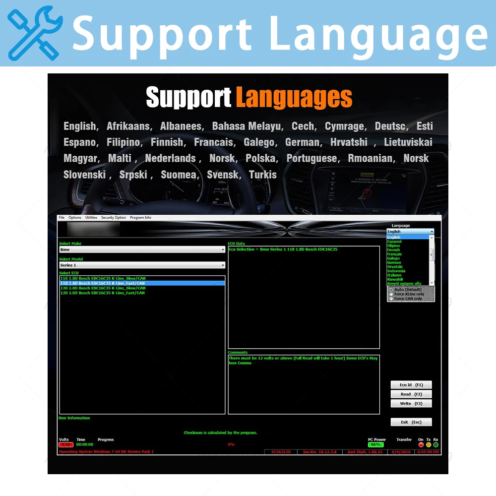 ECU programming tool MP-PS V22 Read/Write of all memories Eeprom Irom Xrom VAG Software MP-PS V22.2.3.5 Compatible with OBD2